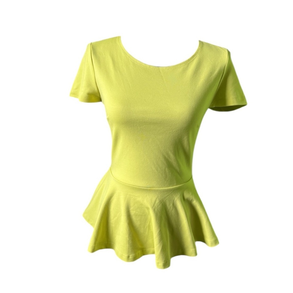 Forever 21 Peplum Top Women Small Yellow Green‎ Y2K